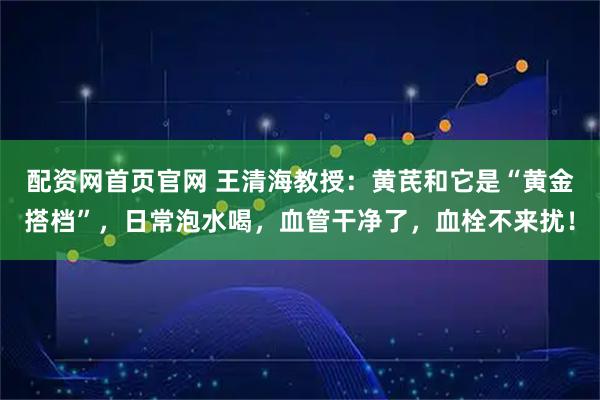配资网首页官网 王清海教授:黄芪和它是“黄金搭档”,日常泡水喝,血管干净了,血栓不来扰!